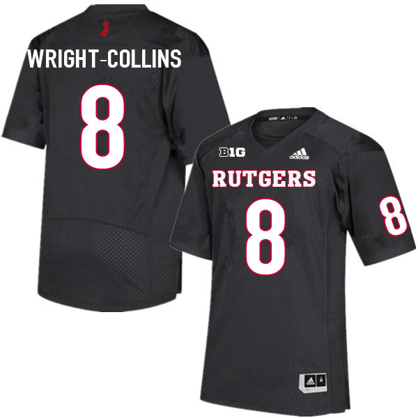 Men #8 Jamier Wright-Collins Rutgers Scarlet Knights College Football Jerseys Sale-Black - Click Image to Close